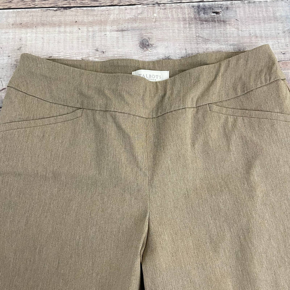 Talbots Factory Petites Pants Women's 8p Pull On Rayon Flat Front Tan Career - Picture 3 of 10